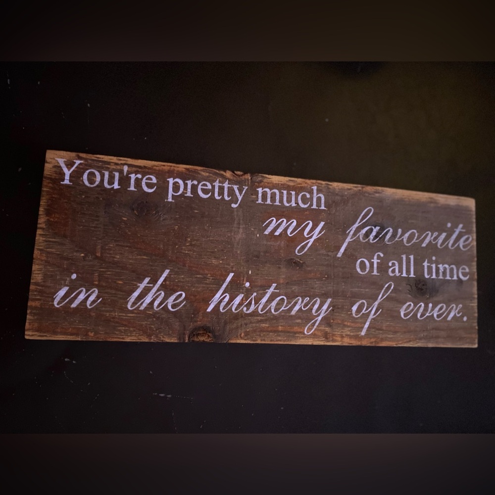 Wooden Wall Sign with White Text